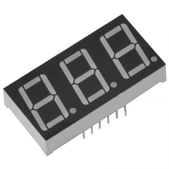 3 Digit Seven Segment Display Common Anode (Red)-0.36 Inch